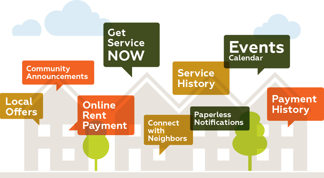 Colony apartments Richmond VA features: Online Rent Payment, Maintenance Services, Community Announcements, Event Calendar, FAQ, Local Offers